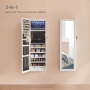 Lockable Wall or Door Mounted Jewelry Armoire Organizer with Mirror - Image 4