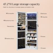 Lockable Wall or Door Mounted Jewelry Armoire Organizer with Mirror - Image 5
