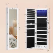 Lockable Wall or Door Mounted Jewelry Armoire Organizer with Mirror - Image 6