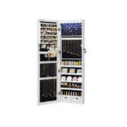 Lockable Wall or Door Mounted Jewelry Armoire Organizer with Mirror